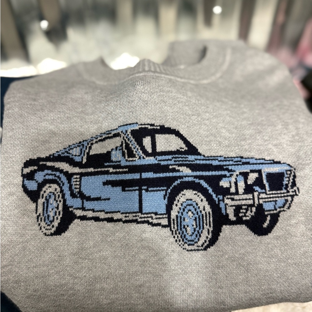 Kohl’s Gray Sweater with Blue Car Design
